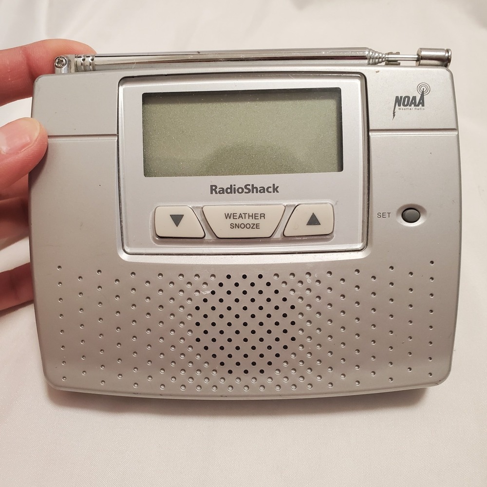 RadioShack Weather Radio 12-260 Alarm Clock NOAA Weather Alert Silver Working